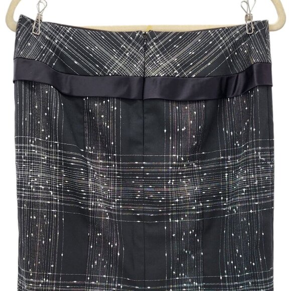 Nanette Lepore Wool Blend Plaid Black White Pencil Skirt Womens 6 - Picture 5 of 7
